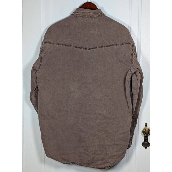 Roper Range Wear Mens Medium Western Pearl Snap Shacket Flannel Lined Work Wear - Picture 2 of 4